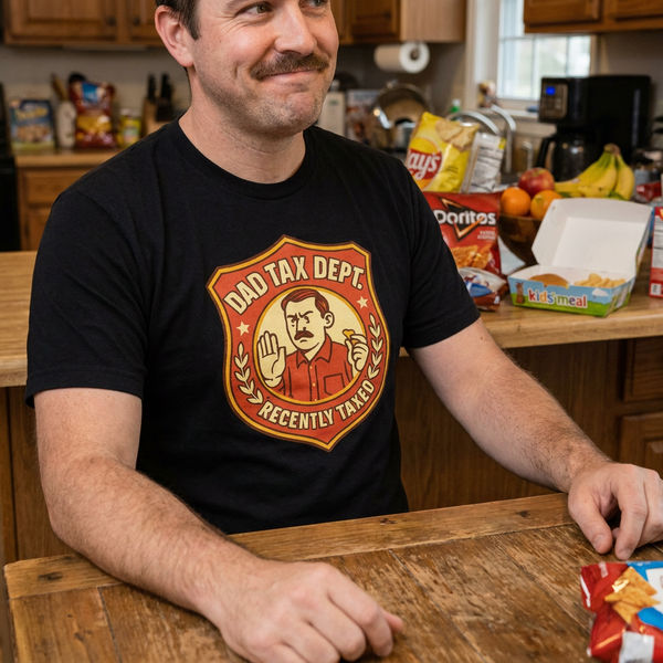 Dad Tax Dept badge tee — funny Father's Day gift matching shirt | Trending Chronically