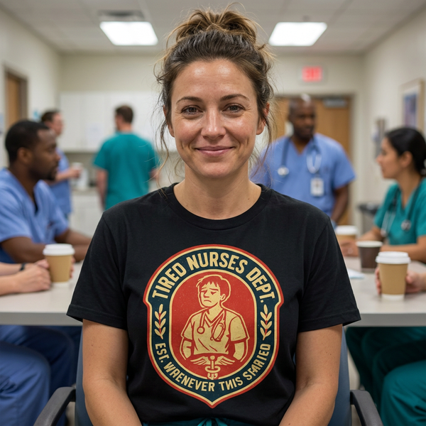 Tired Nurses Dept badge tee — RN graduation gift matching shirt | Trending Chronically