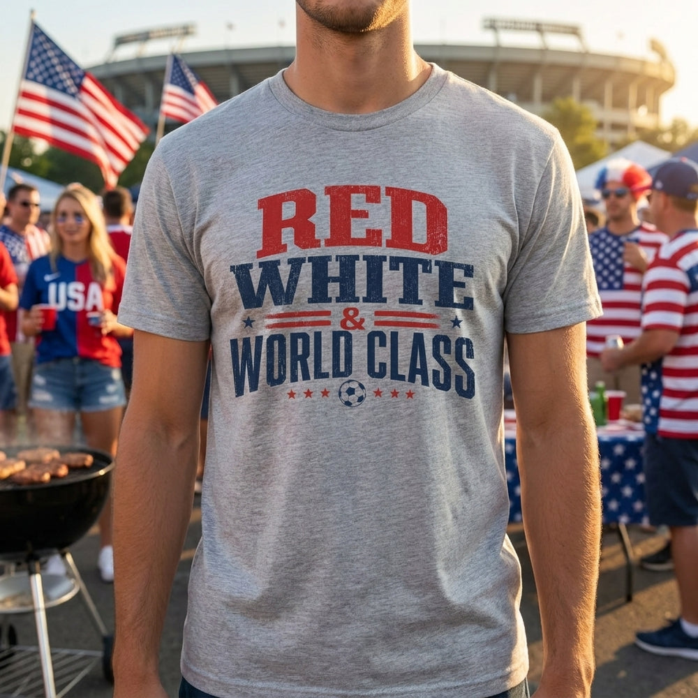 Red White & World Class Shirt - USA Soccer Fan Tee | Heather