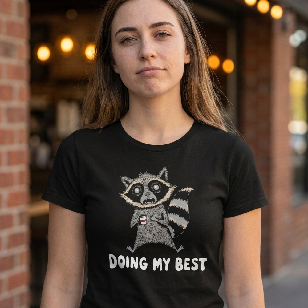 Feral Raccoon Doing My Best Shirt | Funny Meme Tee