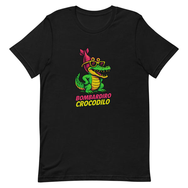 Bombardiro Crocodilo Absurdist Meme Tee - Black T-Shirt | Trending Chronically