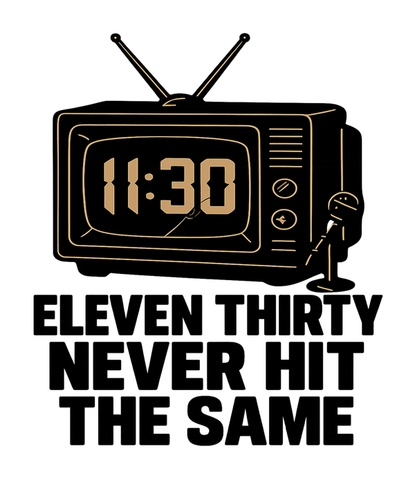 Vintage CRT television set late night tribute graphic on black t-shirt
