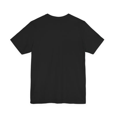 She Knows What She Did tee flat back, black unisex tee, blank back with no print