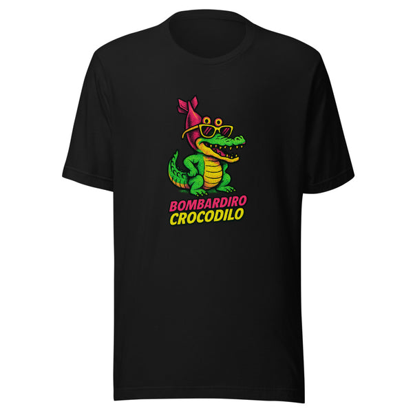 Bombardiro Crocodilo Absurdist Meme Tee - Black T-Shirt | Trending Chronically
