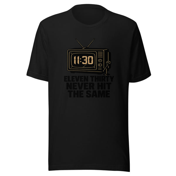 Vintage CRT television set late night tribute graphic on black t-shirt