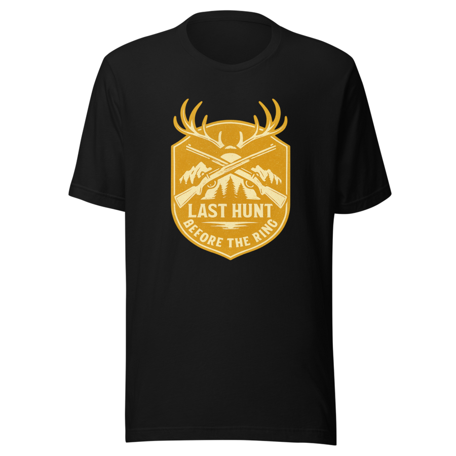 Bachelor Party Last Hunt Groomsmen Shirt front view