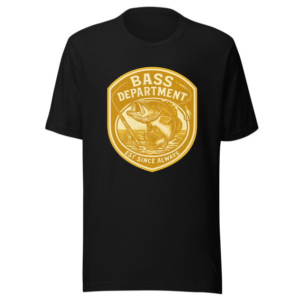 Bass Department Fishing Retro Badge Tee front view