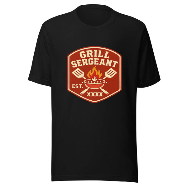 Grill Sergeant Father's Day black t-shirt front view