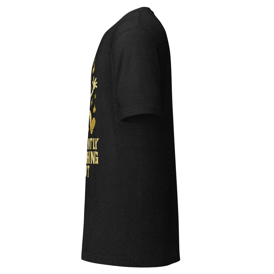Currently Crashing Out shirt black heather side view