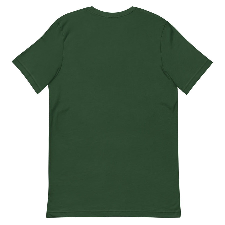Dept. of Poor Decisions Forest Green University Tee — back view