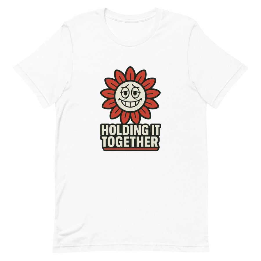 holding it together burnout sunflower tee — flat lay